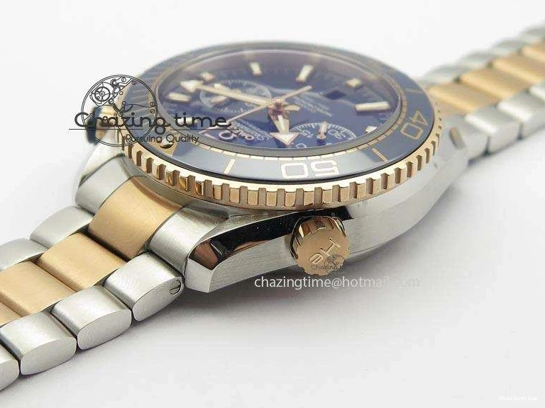 1224 FlexibleFit Seamaster Professional Chrono SS RG Blue Ceramic Blue Dial On SS RG Bracelet A 8211